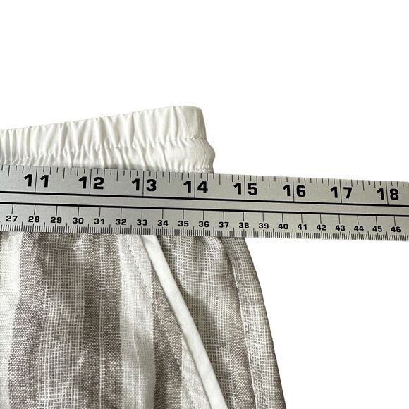 Athleta Pants Women's 4P Beige White Striped Linen Drawstring Waist Straight - Picture 6 of 8